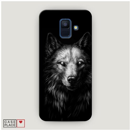 фото Чехол пластиковый samsung galaxy a6 волк черно белый case place