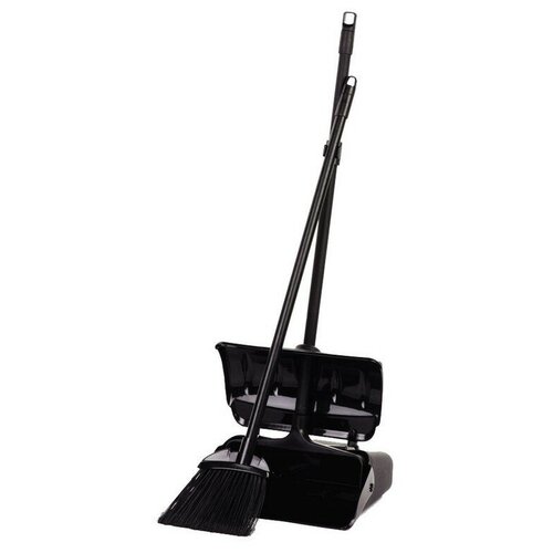 Комплект для уборки совок 30см с крышкой+щетка 15см алюм. ручка 75см