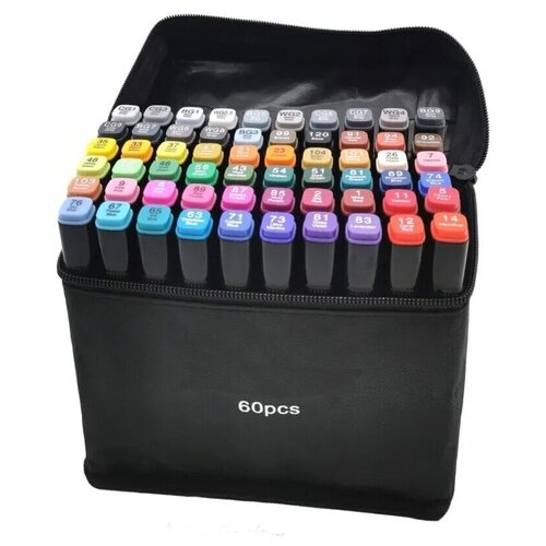 маркеры sta для скетчинга двусторонние 60 цветов в сумке Двусторонние маркеры для скетчинга, 60 цветов
