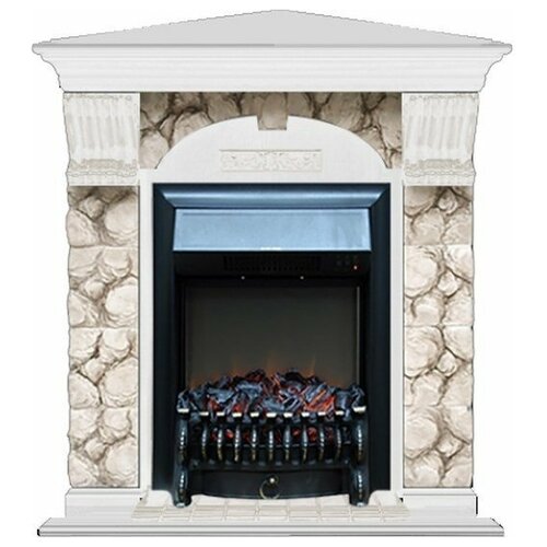 Каминокомплект Glenrich Арочный Карелия угловой (Fobos), Белый