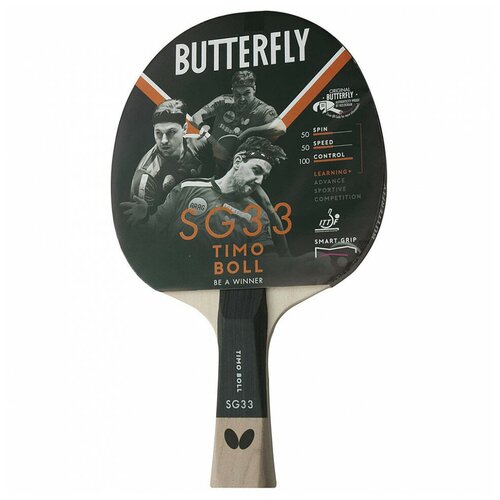 фото Ракетка для н/т butterfly timo boll sg33, для начинающих, накладка 1,5 мм ittf, анатом./кон. ручка