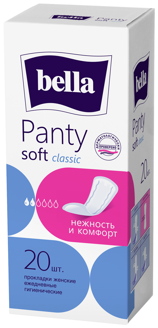 Bella прокладки ежедневные Panty soft classic, 2 капли, 20 шт., белый