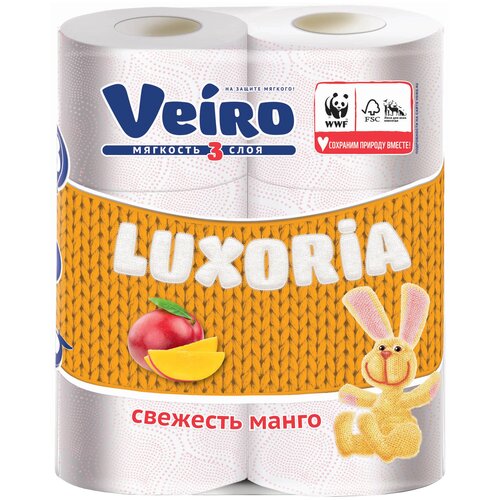 Купить Бумага туалетная Veiro Luxoria 3сл бел цел втул 15м 6рул/уп 5с36, 1542096, смешанная целлюлоза, Туалетная бумага и полотенца