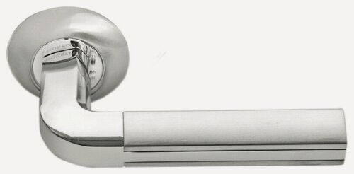 Изображение товара Ручка дверная Morelli MH-11 SN/CP белый никель/хром, ручки для межкомнатных дверей на круглой накладке 1 шт, фурнитура