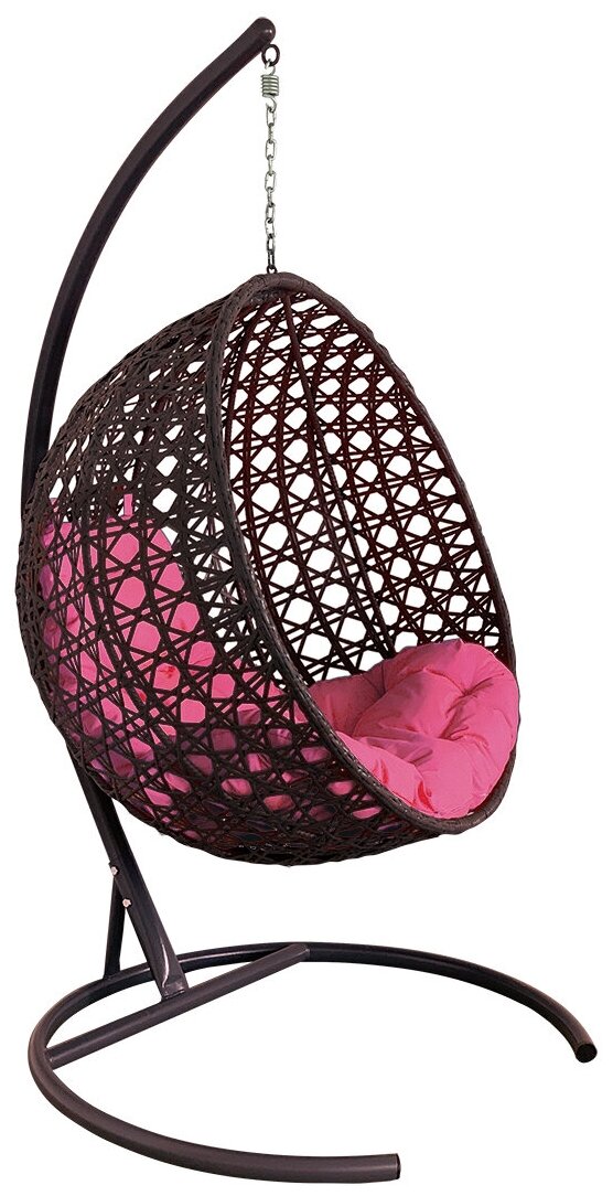 Подвесное кресло M-Group круглый Люкс коричневое, розовая подушка - фотография № 14