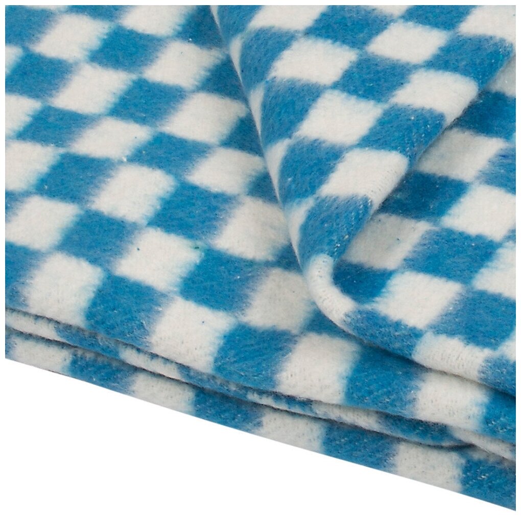 Одеяло байковое "Клетка" голубое. 140х205 - фотография № 2