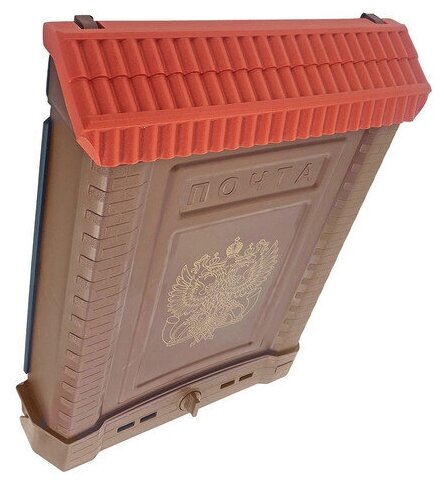 Ящик почтовый пластмассовый "Премиум с орлом" 28х7,5х39см, с накладкой, коричневый - фотография № 4