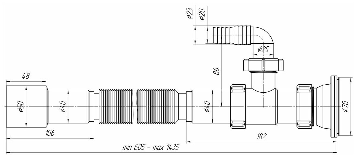 Гофросифон 1 1/2"*40*50 Ani G118 удлиненный с носиком АНИ пласт - фотография № 3