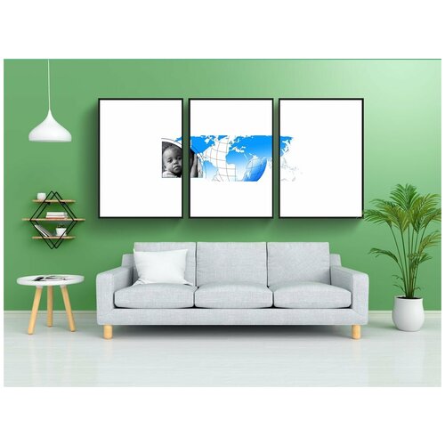 фото Набор модулных постеров для интерьера "ребенок, голод, нет" 60x90 см. в тубусе, без рамки lotsprints