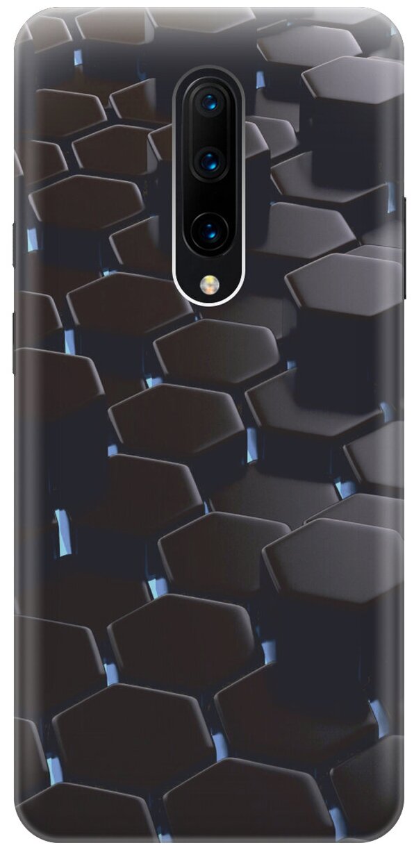 Силиконовый чехол Черные ромбы на OnePlus 7 Pro / ВанПлюс 7 Про с эффектом блика