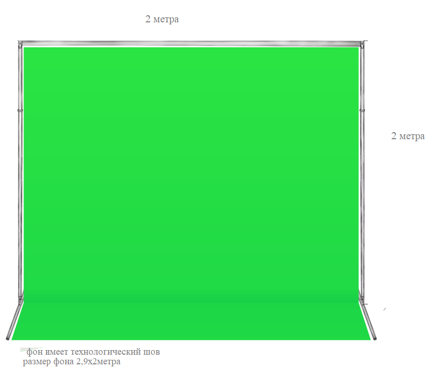 Фотофон тканевый хромакей со стойкой / разборная стойка 2х2 метра + зеленый хромакей тканевый 2х2,9 м