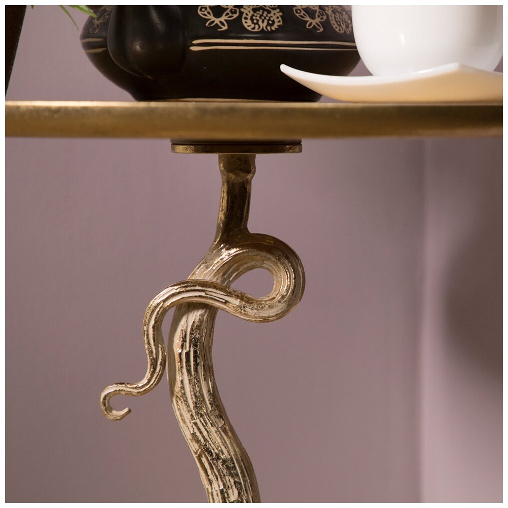 Столик декоративный Жемчужный гранат Айвори Мраморное золото - фотография № 6