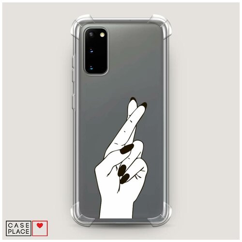 фото Чехол силиконовый противоударный samsung galaxy s20 пальцы графика case place