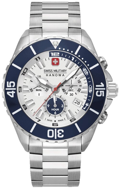 Наручные часы Swiss Military Hanowa Aqua, серебряный