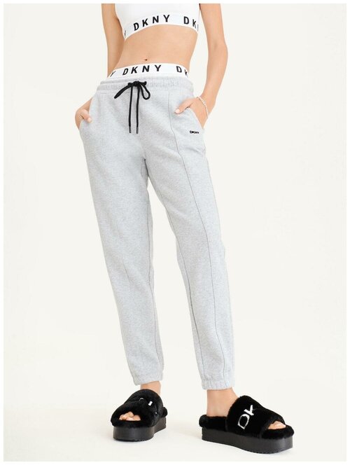 Брюки джоггеры  DKNY, прямой силуэт, повседневный стиль, карманы, размер L, серый