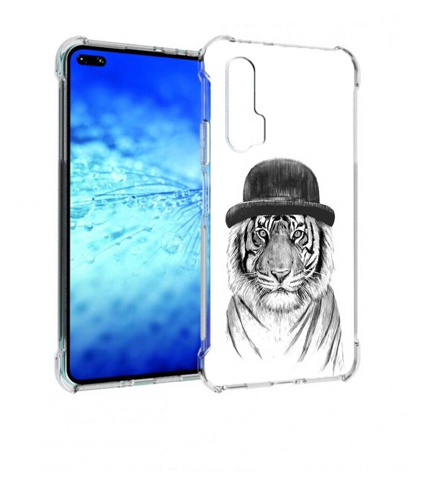 Чехол задняя-панель-накладка-бампер MyPads тигр британец для Huawei Honor V30 Pro/View 30 Pro (OXF-AN10)/V30/Nova 6/Nova 6 5G противоударный