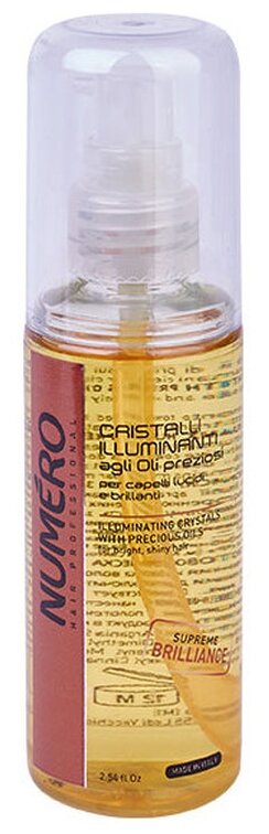Brelil Professional кристаллы для придания бриллиантового блеска Numero illuminating с ценными сортами масел, 75 мл, спрей