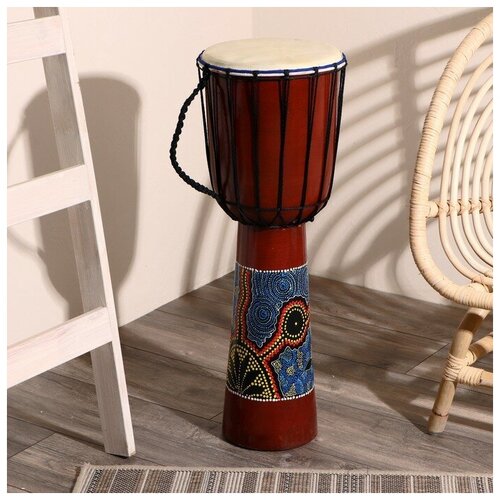 музыкальный инструмент барабан джембе разноцветный 13x13x24 см микс Музыкальный инструмент барабан джембе Цветной 70х27х27 см товар микс (микс цветов, 1шт)
