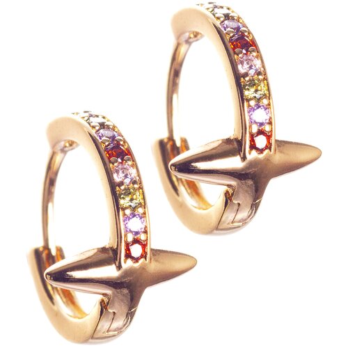Серьги кольца женские с дорожкой фианитов бижутерия под золото Xuping