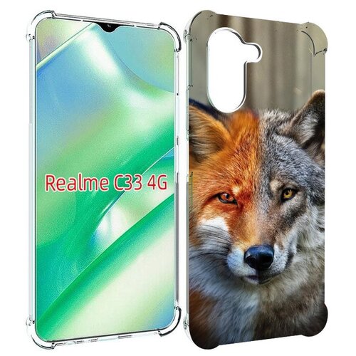 Чехол MyPads волк-лиса для Realme C33 4G задняя-панель-накладка-бампер
