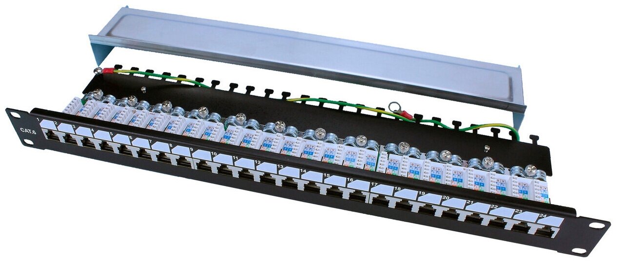 Патч-панель Hyperline PP3-19-24-8P8C-C6-SH-110D 19" 1U 24xRJ45