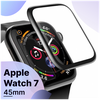 Защитное стекло для смарт часов Apple Watch Series 7 размер 45mm / Противоударное стекло для умных Эпл Вотч 7 размер 45 мм - изображение