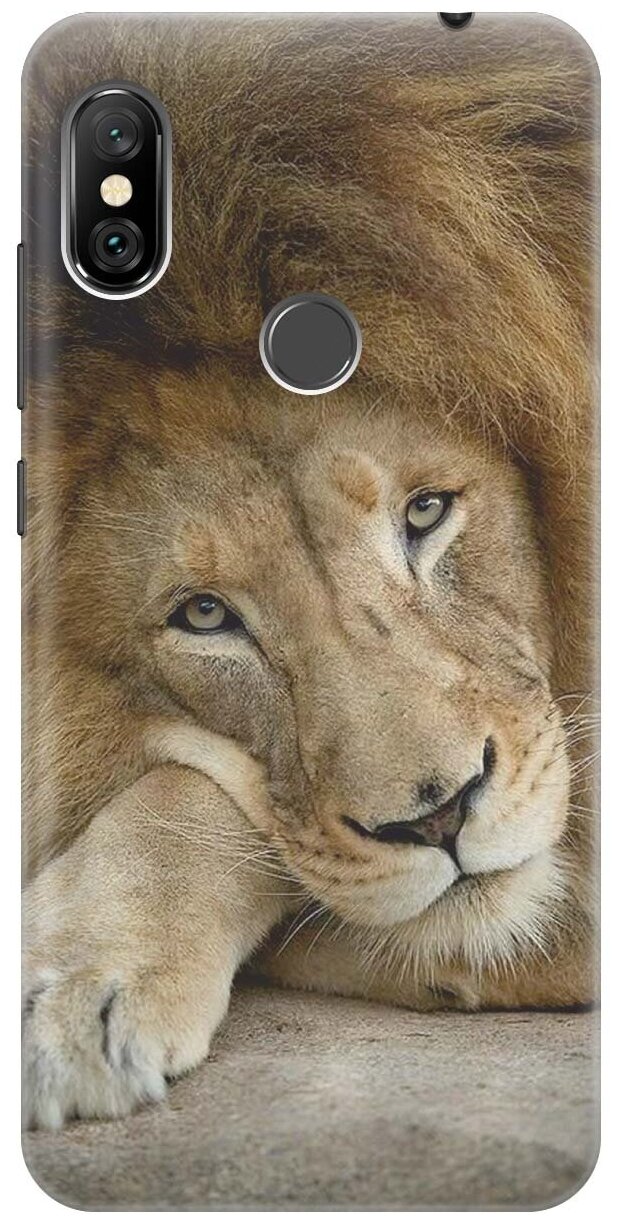 GOSSO Ультратонкий силиконовый чехол-накладка для Xiaomi Redmi Note 6 Pro с принтом "Спокойный лев"