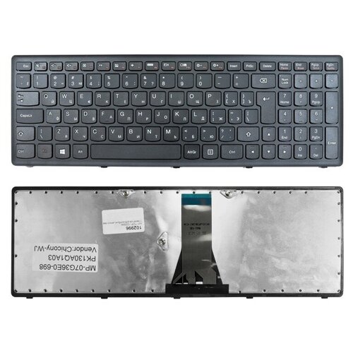 Клавиатура для ноутбука Lenovo IdeaPad Flex 15 G500S G505 S500 S510 Z510 Series Г-образный Enter Черная с черной рамкой PN NSK-BMASU 580₽