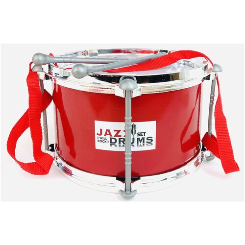 Детский музыкальный инструмент Барабан JD399C Jazz Drums, с палочками, 21х21х13.5 см красный