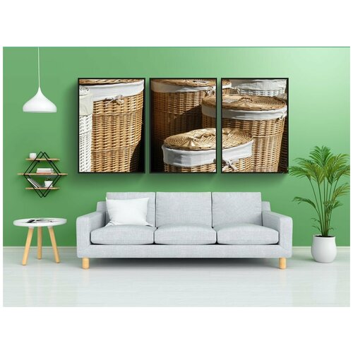 фото Набор модулных постеров для интерьера "плетеный, корзины, магазин" 60x90 см. в тубусе, без рамки lotsprints