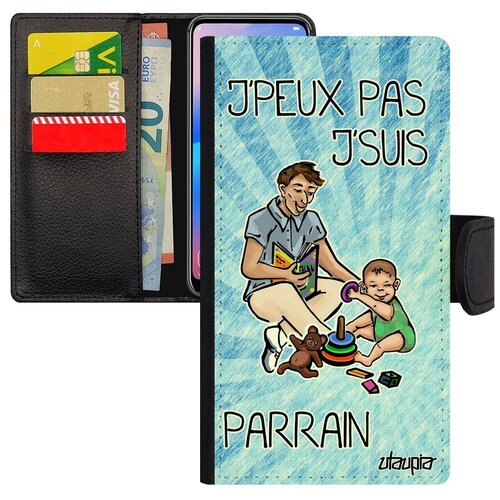 фото Дизайнерский чехол книжка для мобильного // iphone 7 plus // "не могу - стал крестным!" картинка рисунок, utaupia, голубой