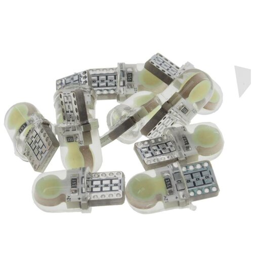 Лампа светодиодная 12V W5W T10W W2.1x9.5d 6000K бесцокольная COB в силиконе White MEGA ELECTRIC 70214