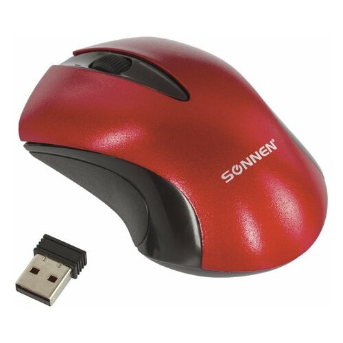 SONNEN Мышь беспроводная sonnen m-661r, usb, 1000 dpi, 2 кнопки + 1 колесо-кнопка, оптическая, красная, 512649