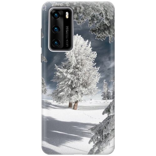 фото Силиконовый чехол на huawei p40 / хуавей п40 с принтом "заснеженные деревья gosso