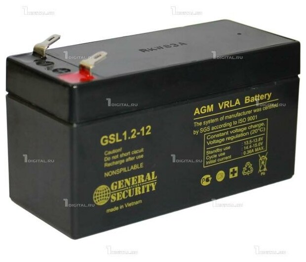 Аккумулятор General Security GSL 1.2-12 (12В 1.2Ач / 12V 1.2Ah)