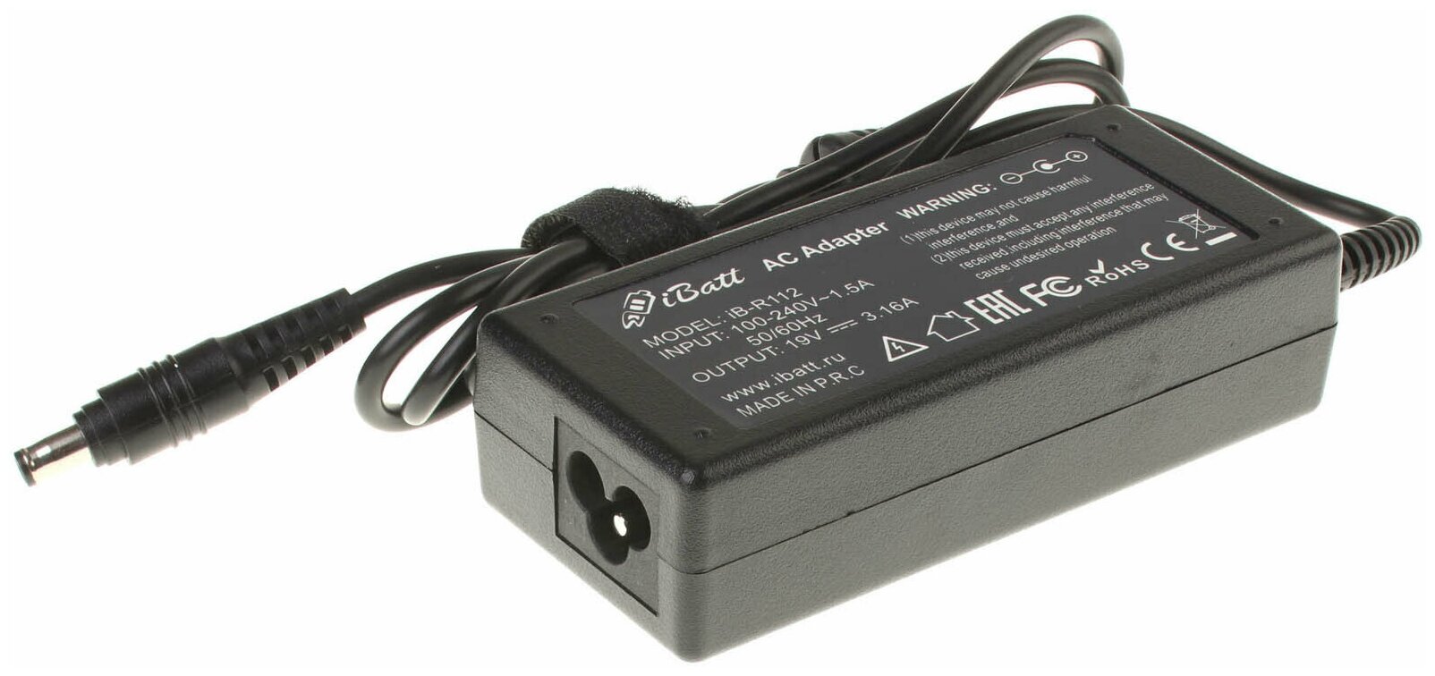 Блок питания iBatt iB-B1-R112 19V 3,16A, 60W, разъём 5.5*3.3 mm, pin для Samsung CPA09-004A, AD-6019R, ADP-60ZH/A,