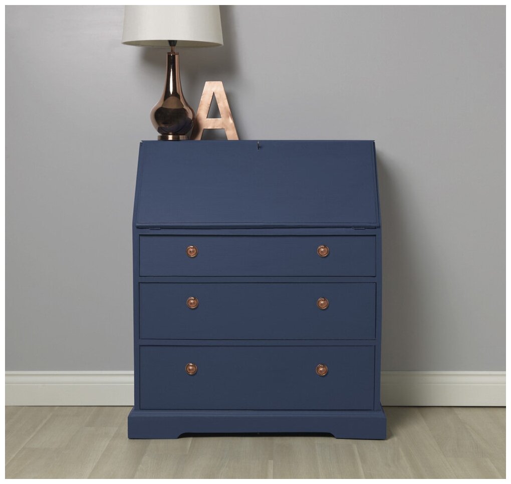 Краска для мебели и декора Chalky Finish, меловая, матовая, акриловая, быстросохнущая, без запаха, 0.245 кг, 0.125 л, Ink Blue (Синий чернильный) - фотография № 3