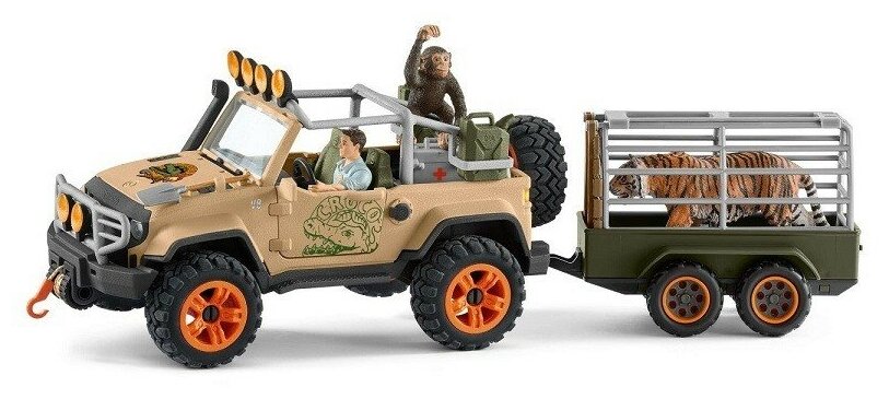 Игровой набор Schleich Дикие животные Внедорожник с лебедкой - фото №6