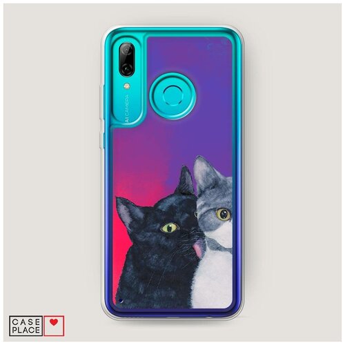 фото Жидкий неоновый чехол "кошачья любовь" на huawei p smart 2019 / хуавей п смарт 2019 case place
