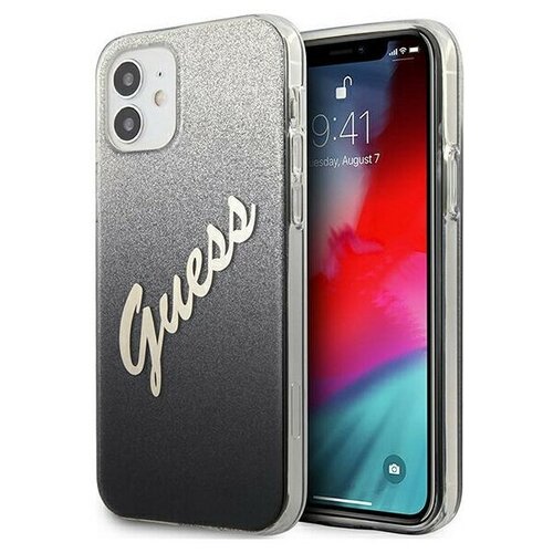 фото Чехол cg mobile guess pc/tpu script logo hard для iphone 12 mini, цвет черный градиент (guhcp12spcuglsbk)