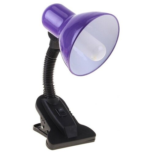 Лампа настольная Е27, с выкл. на зажиме (220В) фиолетовая (108В)