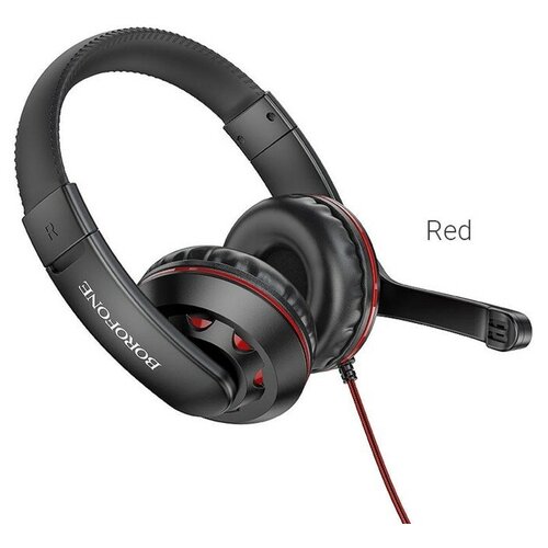 Наушники Borofone BO102 игровые полноразмерные микрофон 35 мм 12 м красные 185400₽