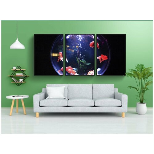 фото Набор модулных постеров для интерьера "аквариум, рыбы, вода" 60x90 см. в тубусе, без рамки lotsprints