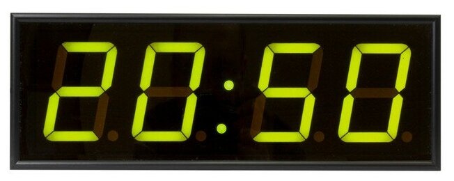 Часы электронные 410-EURO-G, цвет свечения зеленый 0,3Кд, 440x160x75мм