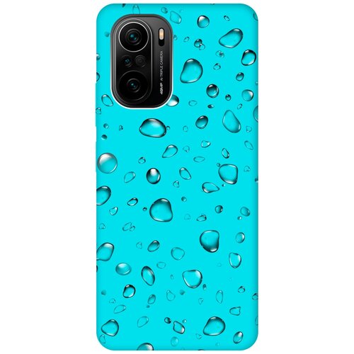 Матовый чехол Rain для Xiaomi Poco F3 / Сяоми Поко Ф3 с 3D эффектом бирюзовый матовый чехол tennis для xiaomi poco f3 сяоми поко ф3 с эффектом блика черный