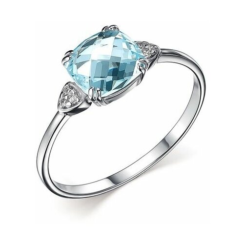 Кольцо с топазом DEWI 9010180494 цвет серебристый/голубой/синий/бирюзовый