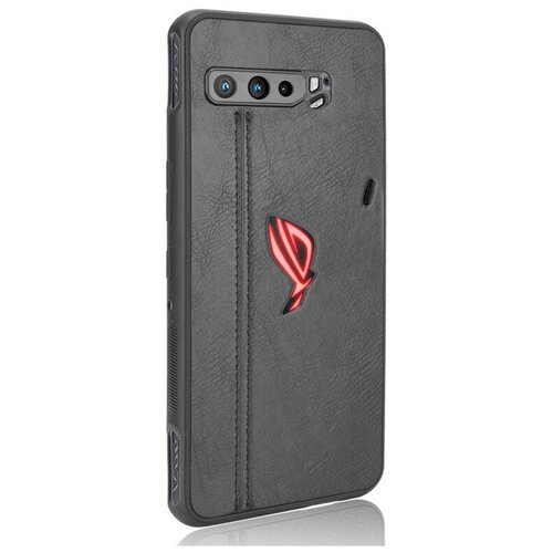 фото Чехол mypads для asus rog phone iii 3 (zs661ks) из качественного износостойкого силикона с декоративным дизайном под кожу с тиснением черный