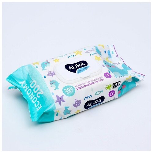 Влажные салфетки Aura Ultra Comfort для детей 200 шт 438₽