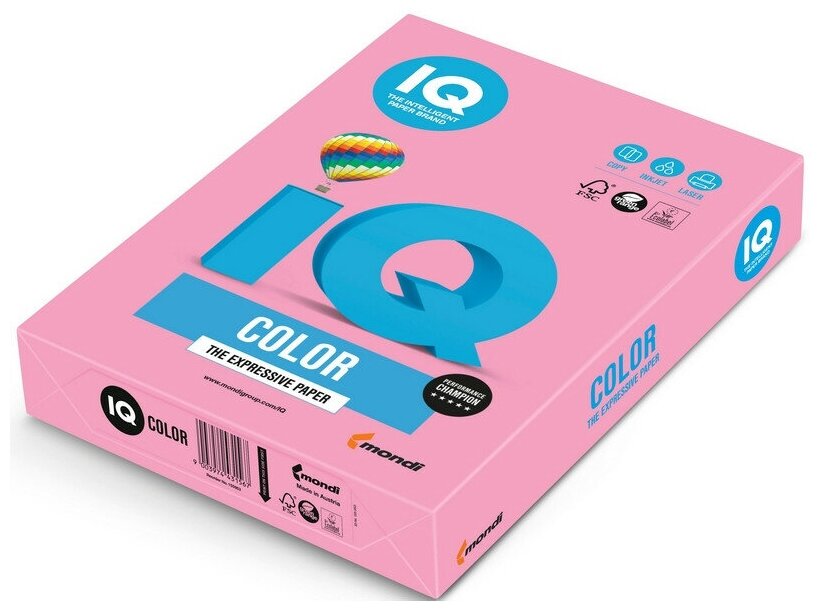 Бумага цветная IQ COLOR (А4,80г, PI25-розовый) пачка 500л. 1 шт.