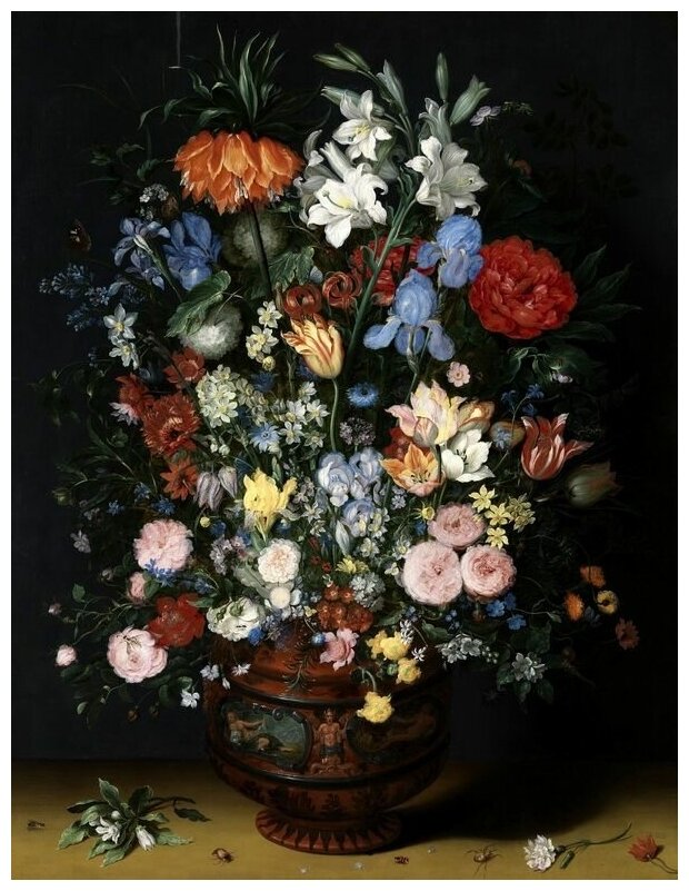 Репродукция на холсте Натюрморт с цветами №2 Брейгель Ян Старший 30см. x 39см.